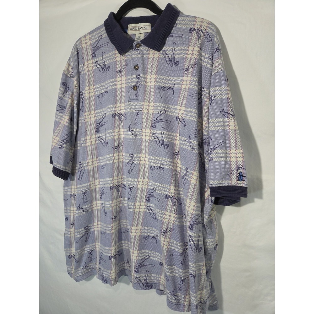 Vintage Grand Slam Golf Polo Shirt Men's 2XLT XXL Retro AOP Preppy Country Club
